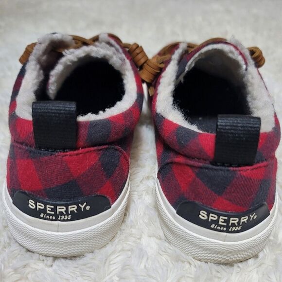 Sperry Pier Wave Plaid Red & Black Slip On Casual Sneaker - Picture 8 of 10